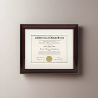 Glossy Mahogany Diploma Frame - Dove Matboard - Straight-On Display
