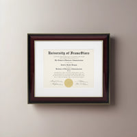 Glossy Mahogany Diploma Frame - White Matboard - Straight-On Display