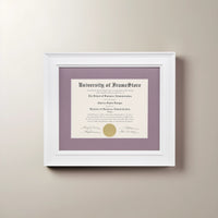Matte White Diploma Frame - Lillac Matboard - Straight-On Display