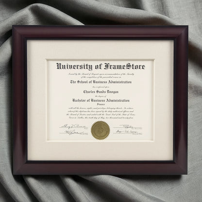 Classic Mahogany Diploma Frame - Off-White Cotton Matboard - Luxurious Finish Against Soft Fabric