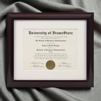 Classic Mahogany Diploma Frame - Off-White Matboard - Luxurious Finish Against Soft Fabric