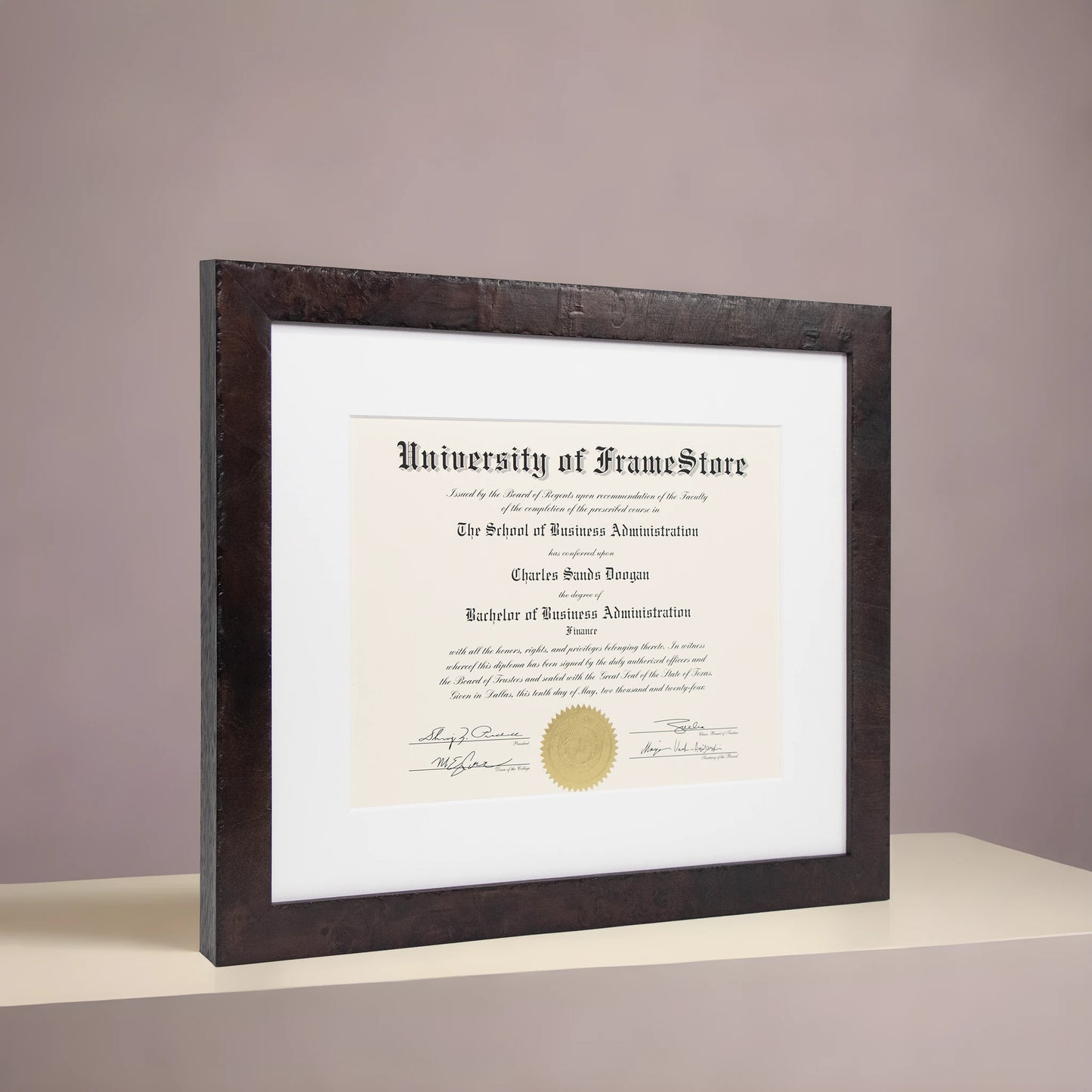 Modern Coffee Diploma Frame Angle