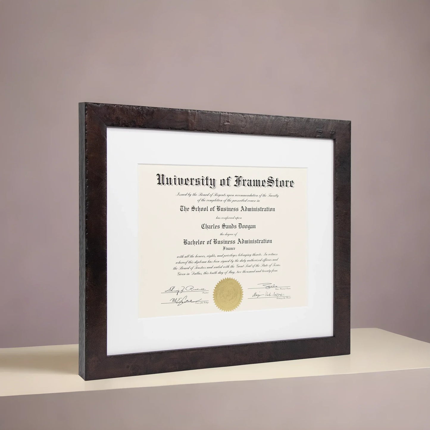 Modern Coffee Diploma Frame Angle