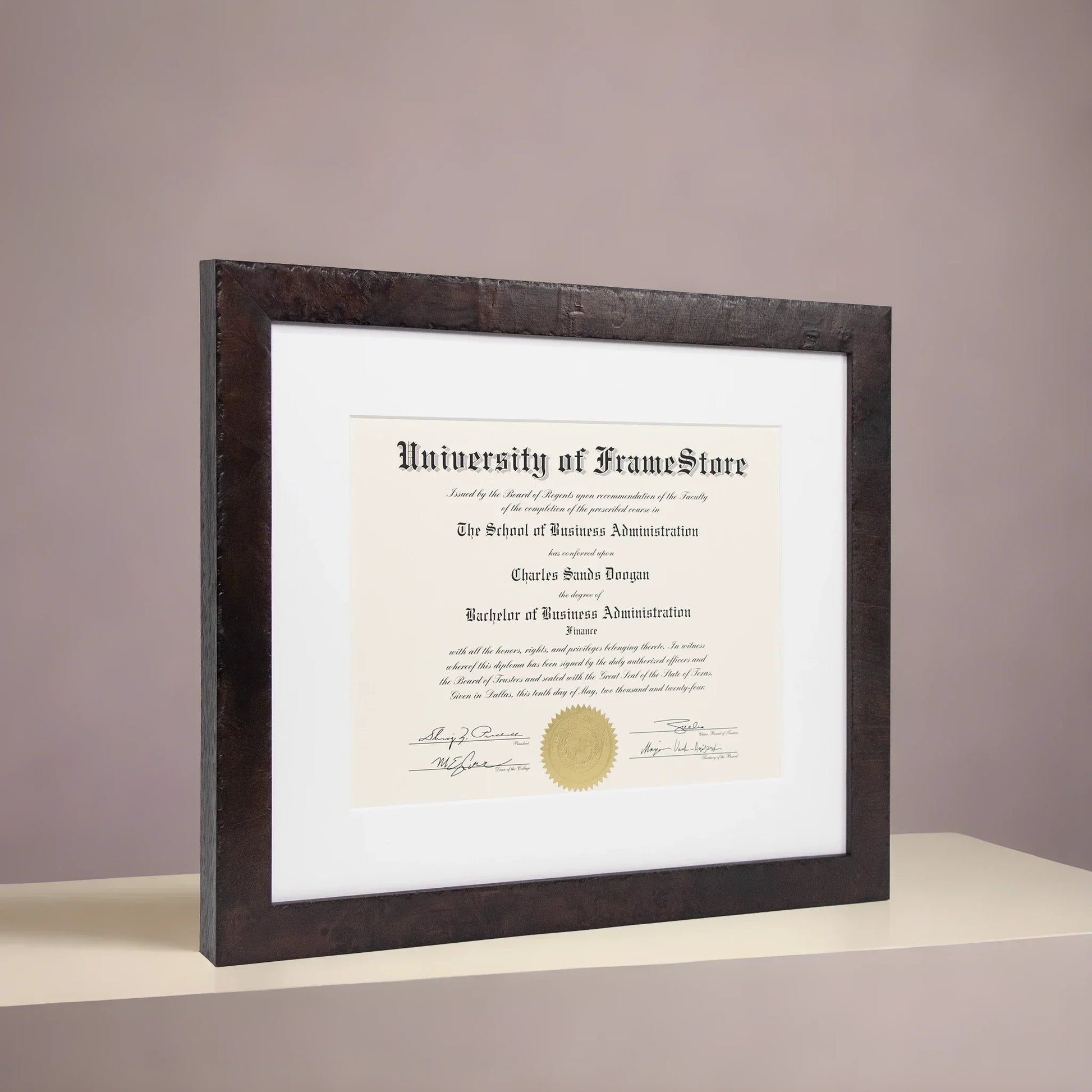 Modern Coffee Diploma Frame Angle