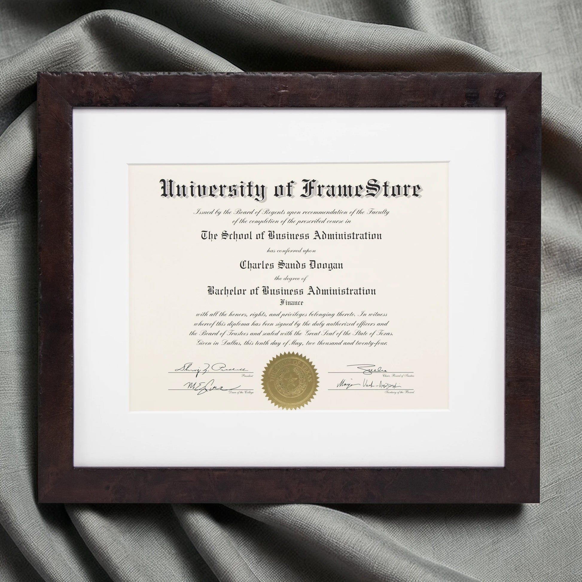 Moder Coffee Diploma Frame Fabric