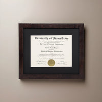 Modern Coffee Diploma Frame - Black Matboard - Straight-On Display