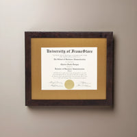Modern Coffee Diploma Frame - Gold Matboard - Straight-On Display