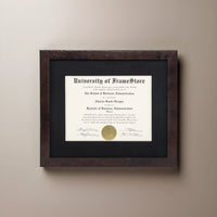 Modern Coffee Diploma Frame - Black Cotton Matboard - Straight-On Display