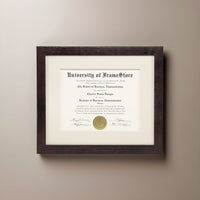 Modern Coffee Diploma Frame - Off-White Cotton Matboard - Straight-On Display
