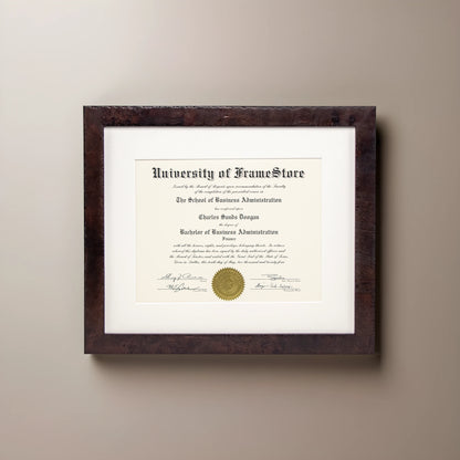 Modern Coffee Diploma Frame - Off-White Matboard - Straight-On Display